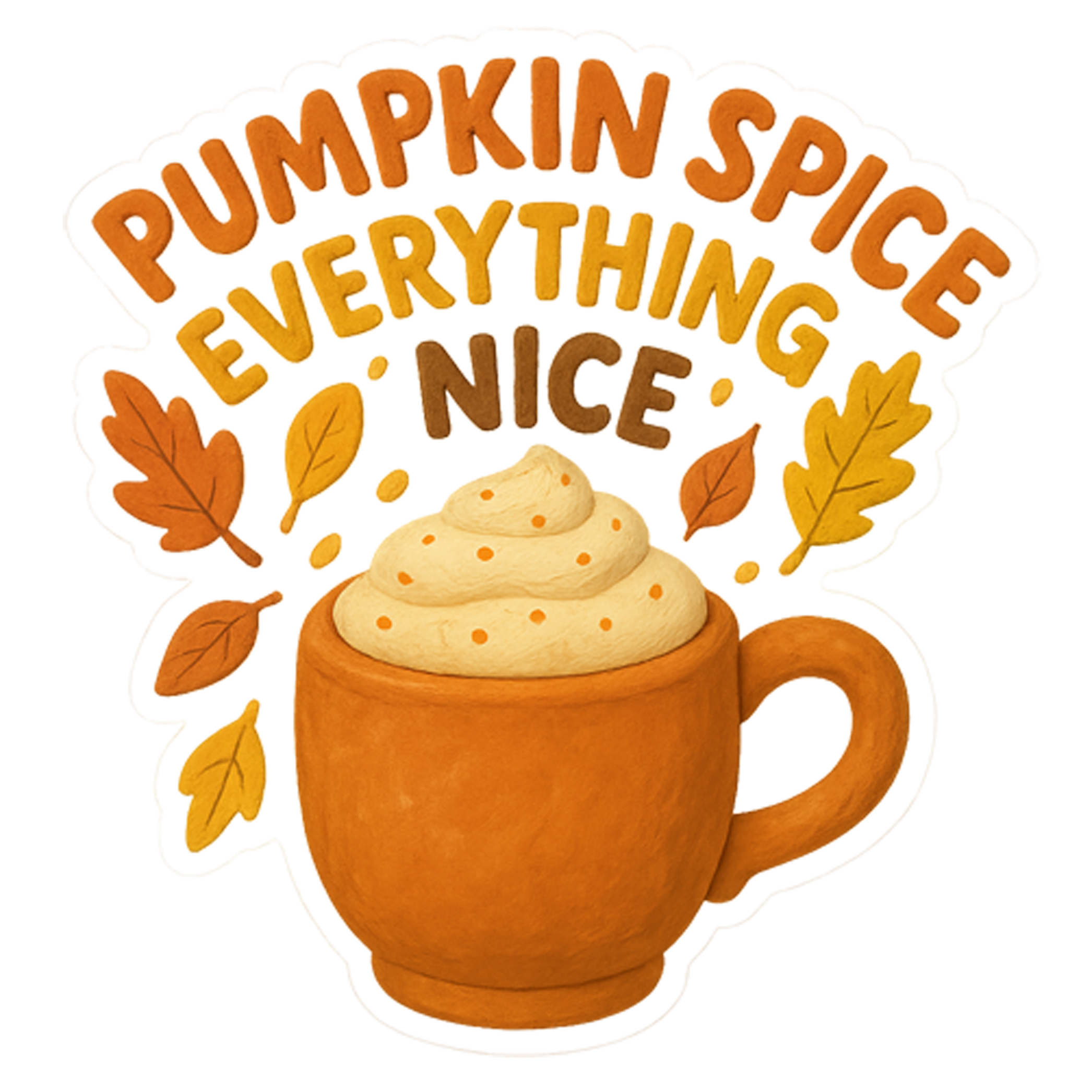 Custom Design – A pumpkin spiced latte with falling leaves with text 'Pumpki… - - Topperswap