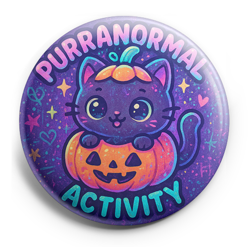 Custom Design – Cat in a pumpkin costume with text 'Purranormal Activity' - - Topperswap