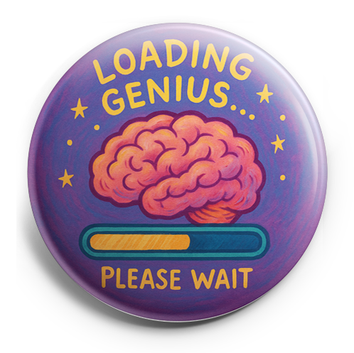 Custom Design – Brain with a progress bar and text "Loading Genius... Please… - - Topperswap