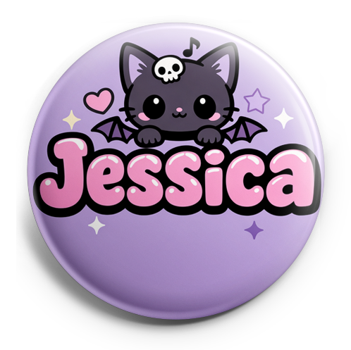 Design a circular badge featuring the name 'Jessica' in bold…