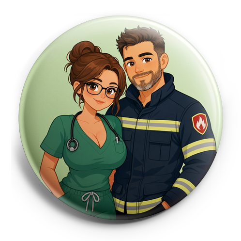 Light green background. Nurse in green scrubs. Female Nurse… – Topper