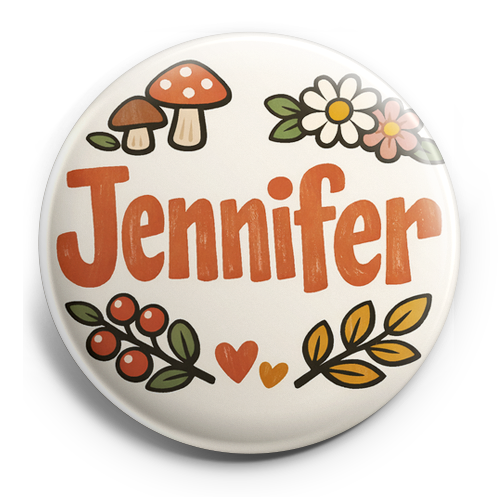 Create a circular badge design with the name 'Jennifer' as t…