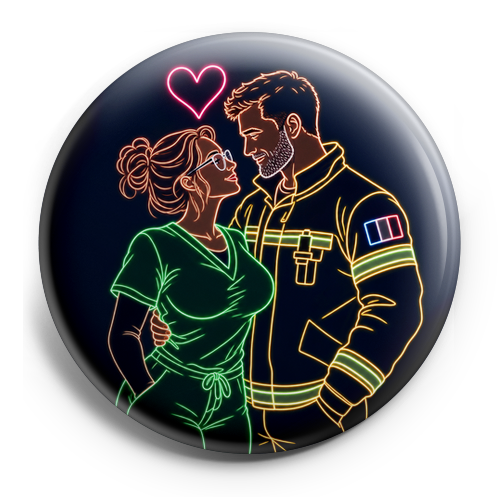 Light green background. Nurse in green scrubs with a black u… – Topper