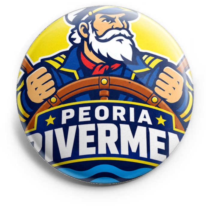 Peoria Rivermen Hockey team, mascot is a boat captain, borde… – Topper