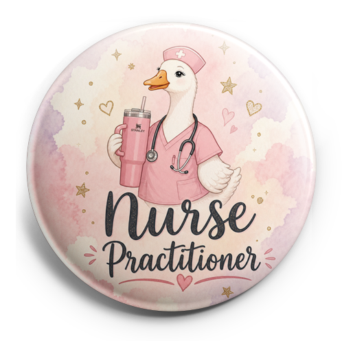 Cute girly anatomically correct nurse goose holding a pink S… – Topper