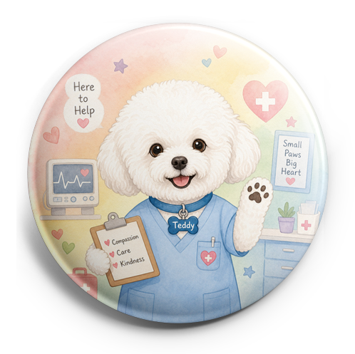 Custom Design – Make a white bichon dog with a blue collar that says “Teddy”… - Topper (Regular) - Topperswap