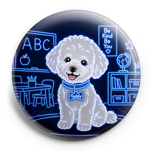 Custom Design – Make a white bichon dog with a blue collar that says “Teddy”… - Topper (Regular) - Topperswap