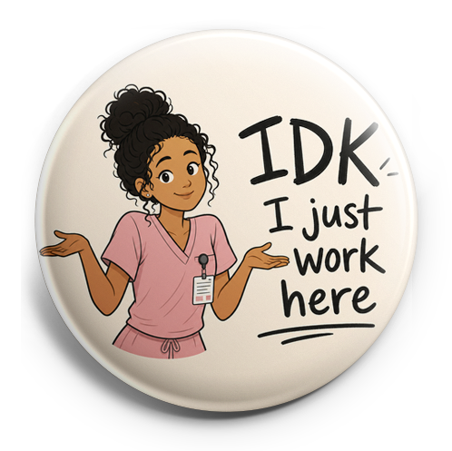 Girl with caramel skin, curly black bun, light pink scrubs,… – Topper