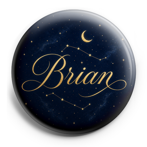 Custom Design – Brian in elegant flowing script with small crescent moon, sc… - Topper (Regular) - Topperswap