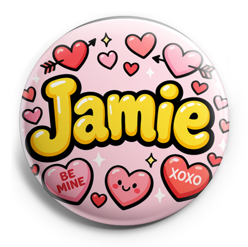 Custom Design – Create a circular badge design with the name 'Jamie' promine… - - Topperswap