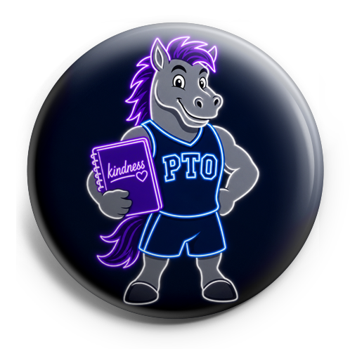 Sonny the Stallion our school mascot. Gray horse, standing o… – Topper