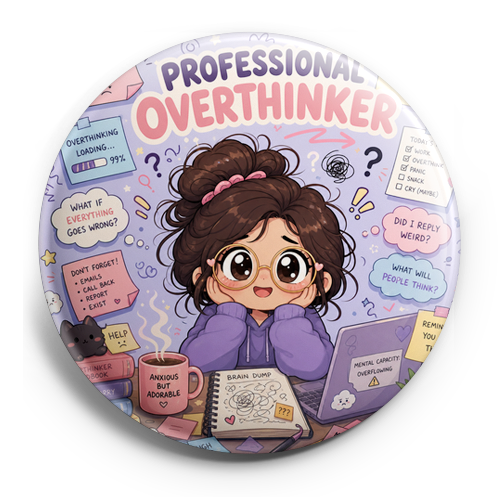 Custom Design – A cute wide-eyed character surrounded by floating tasks, sti… - Topper (Regular) - Topperswap