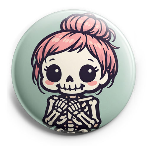 Custom Design – Create a circular badge design featuring a cute female skele… - - Topperswap