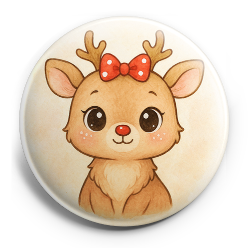 A cute baby reindeer character in a soft pastel, kawaii illu…