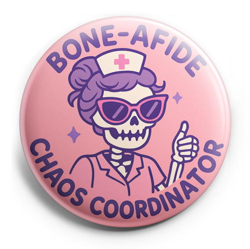 Custom Design – Stylish skeleton with messy bun, nurse hat, and sunglasses s… - - Topperswap