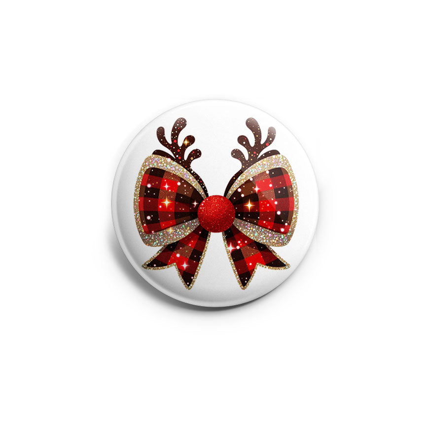 Plaid Reindeer Bow Topper - - Topperswap