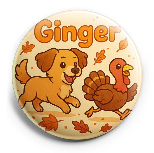 Ginger chasing a turkey. Fall vibes