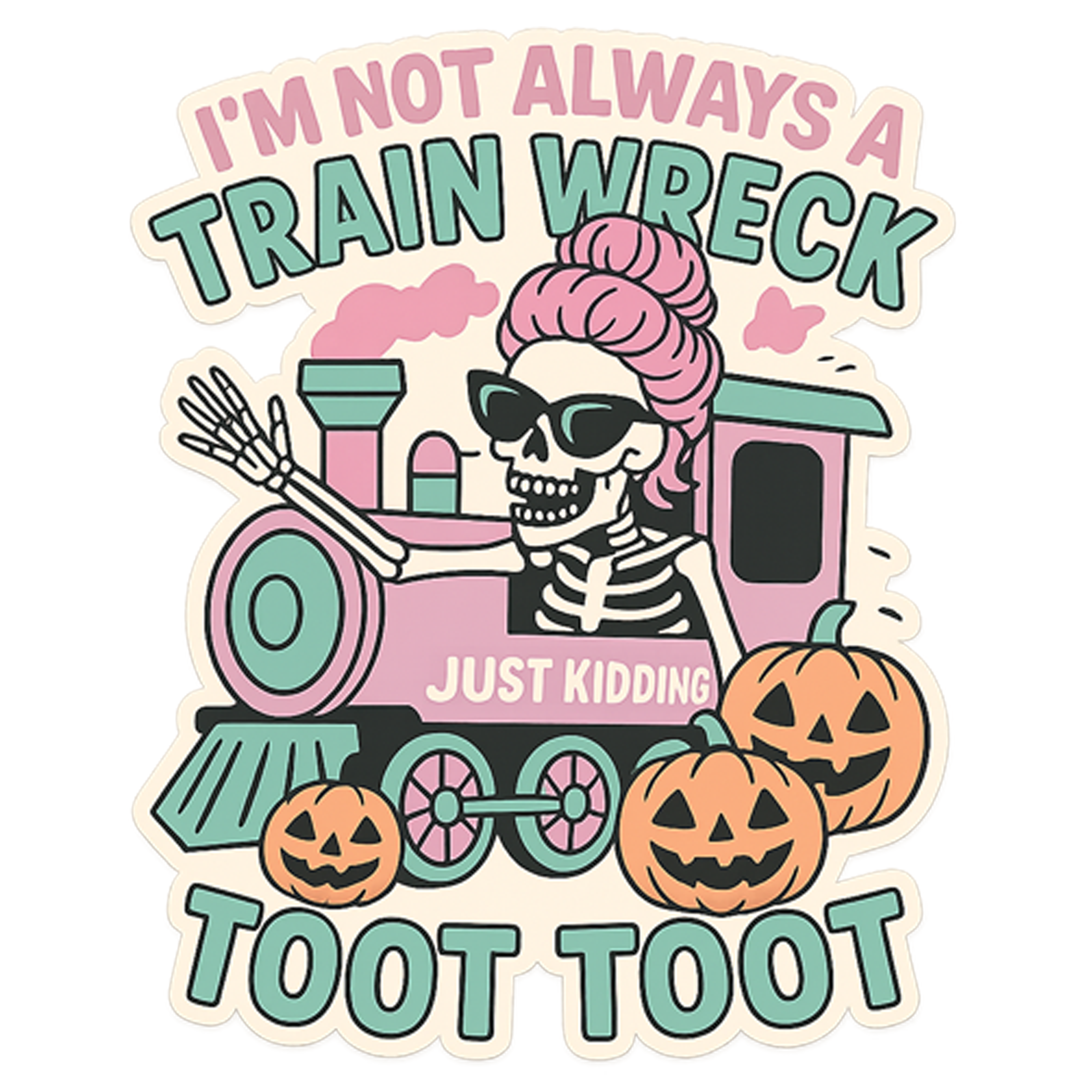 Custom Design – Glammed up Girl Skeleton with Sunglasses handing out of a tr… - - Topperswap