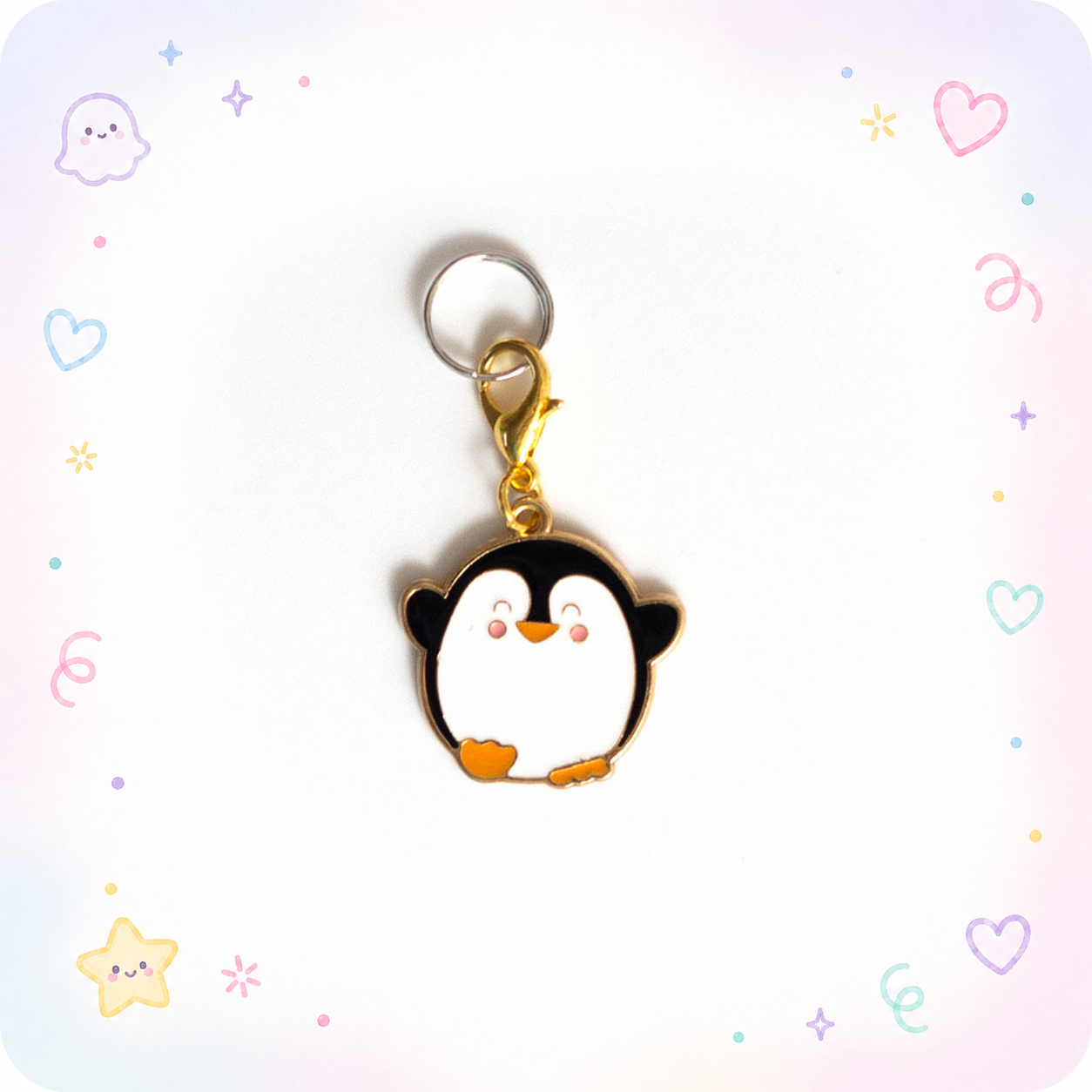 Cute Penguin Charm Badge Reel Add-on - - Topperswap