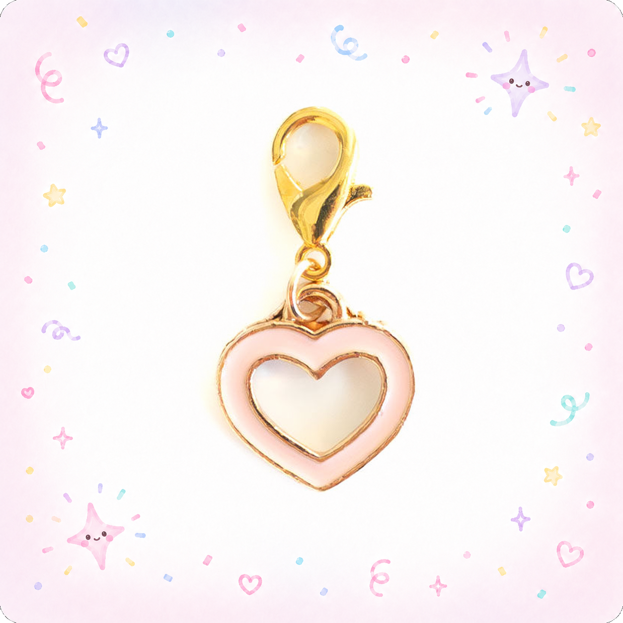 Pink Heart Charm Swapfinity Badge Reel Add-on - - Topperswap