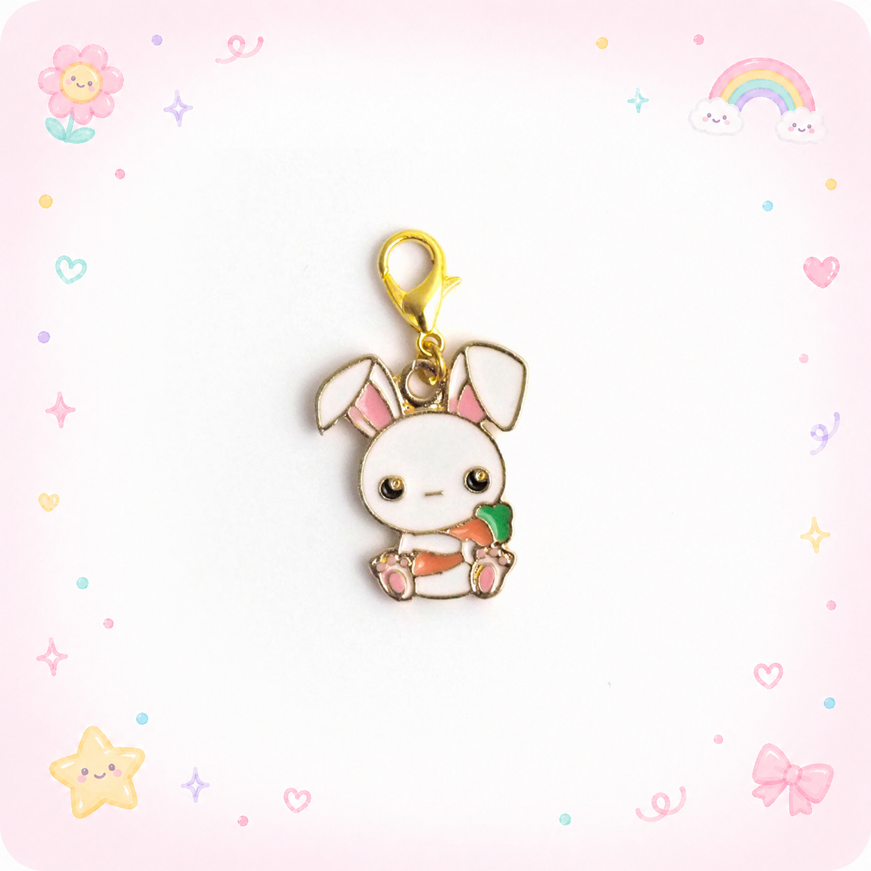 Cute Bunny Charm Badge Reel Add-on - - Topperswap