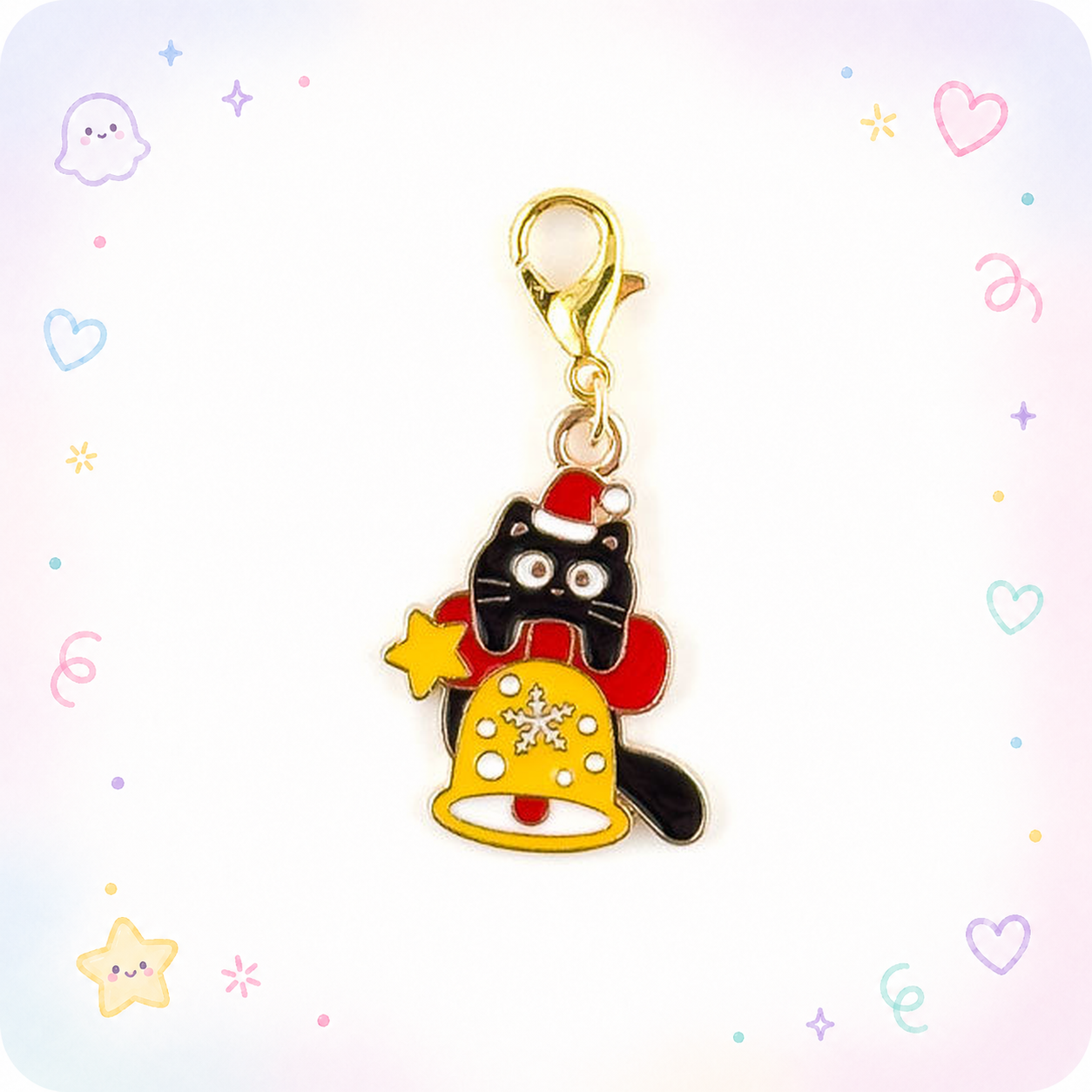 Christmas Kitty & Bell Charm Swapfinity Badge Reel Add-on - - Topperswap