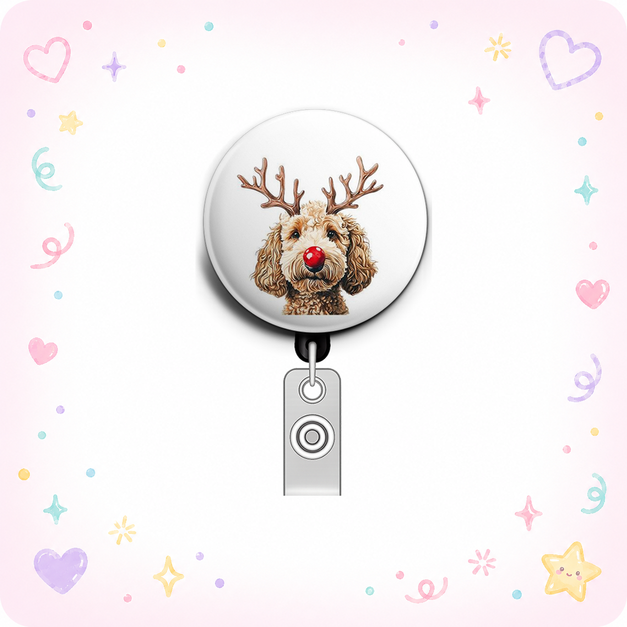 Reindeer Pup Swapfinity Retractable ID Badge Reel - - Topperswap