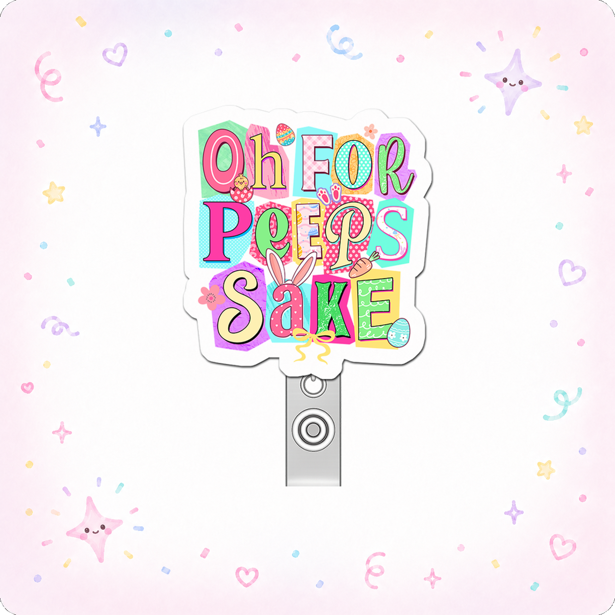 Springtime Sass Guru Pop Topper Swapfinity Retractable ID Badge Reel - - Topperswap