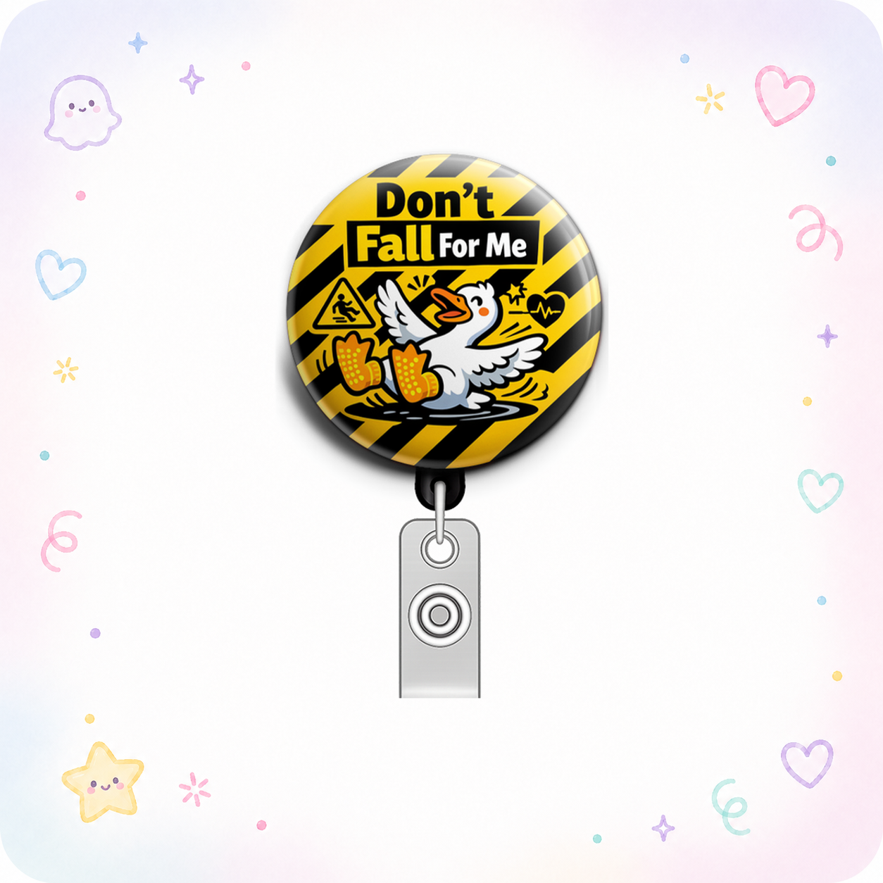 Don't Fall For Me Swapfinity Retractable ID Badge Reel - - Topperswap