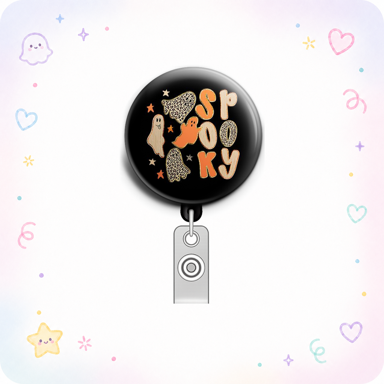 Spooky Ghosts Swapfinity Retractable ID Badge Reel - - Topperswap