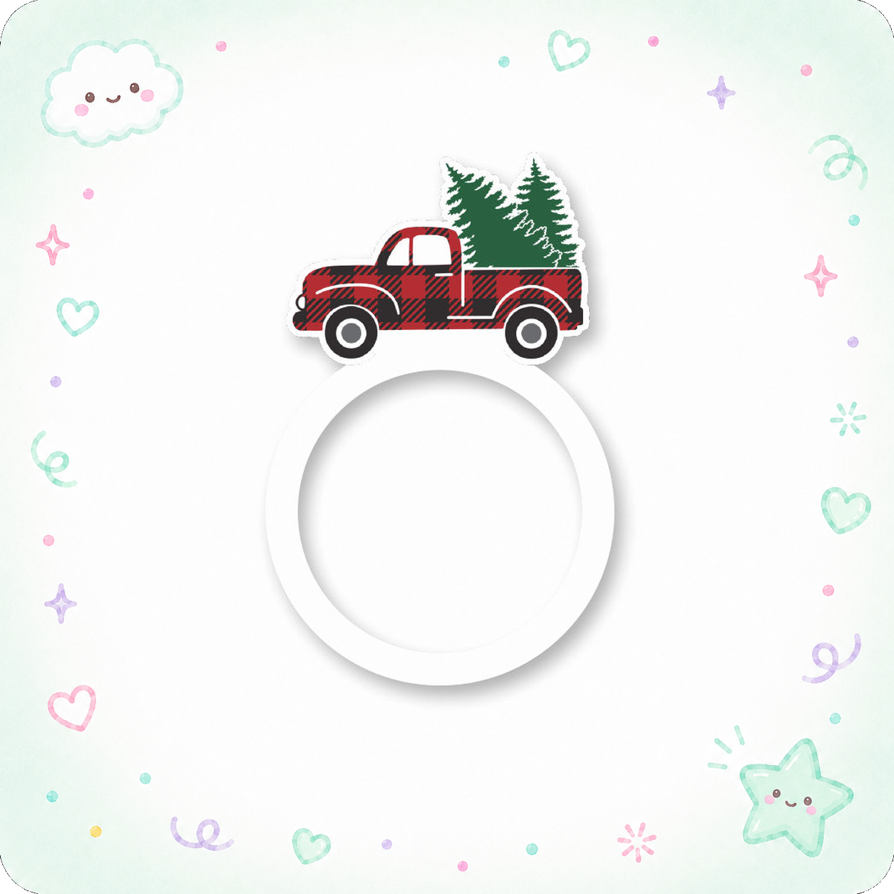 Buffalo Plaid Christmas Truck Swapfinity Swapper Frame - - Topperswap