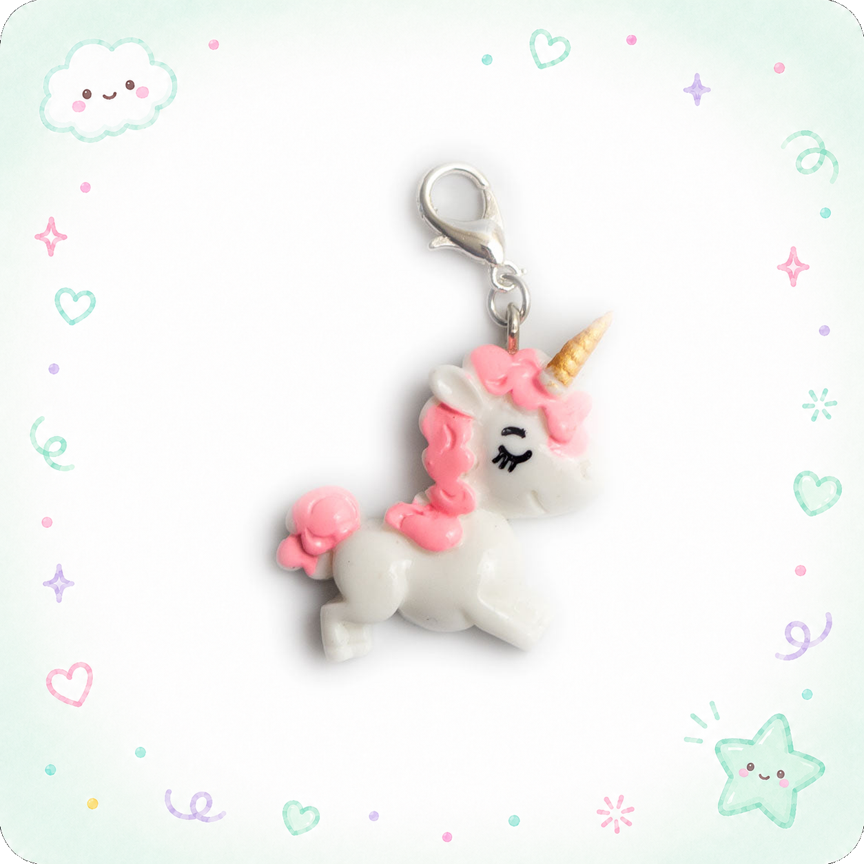Magical Unicorn Charm Badge Reel Add-on - Pink - - Topperswap