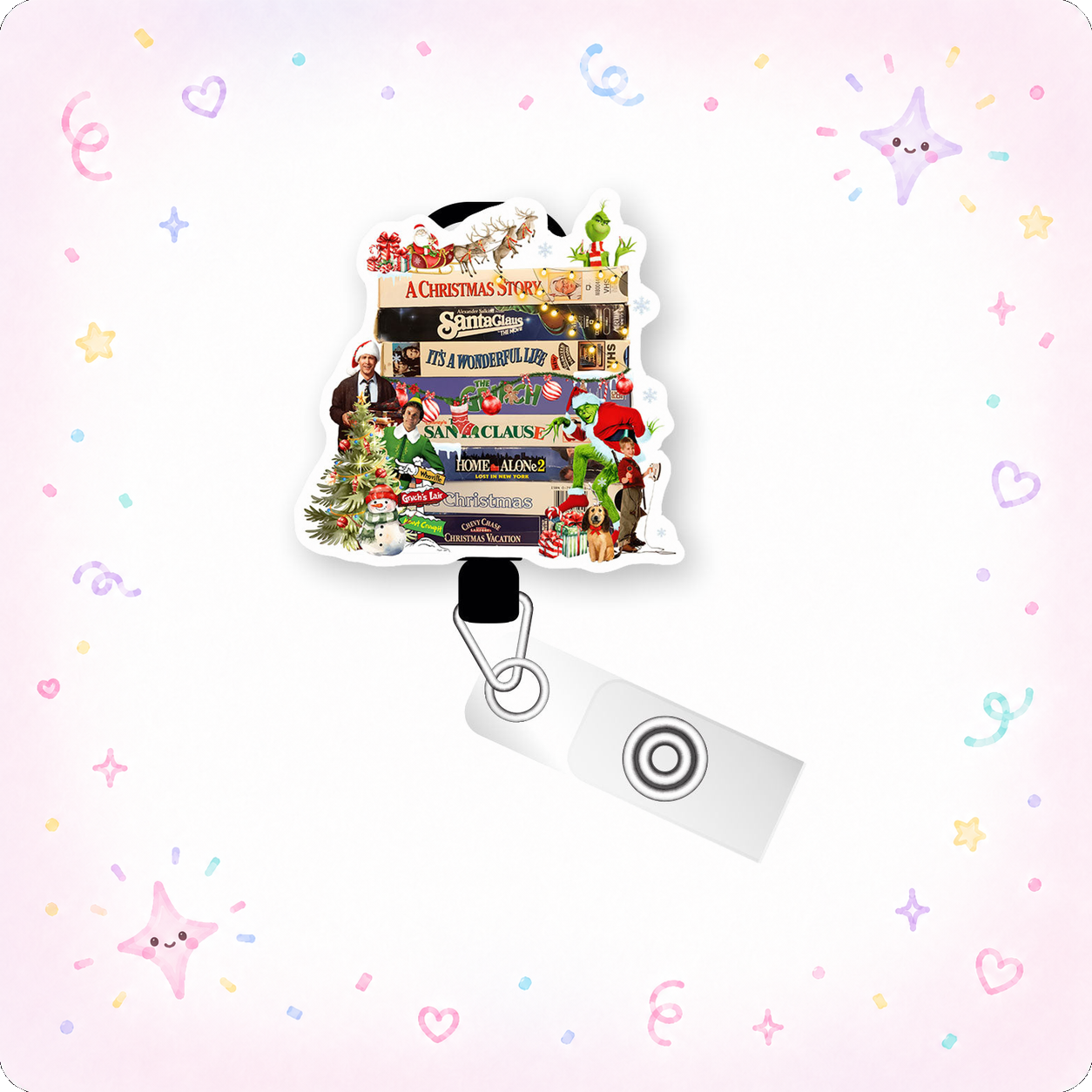 Christmas Movie Marathon Pop Topper Swapfinity Retractable ID Badge Reel - - Topperswap