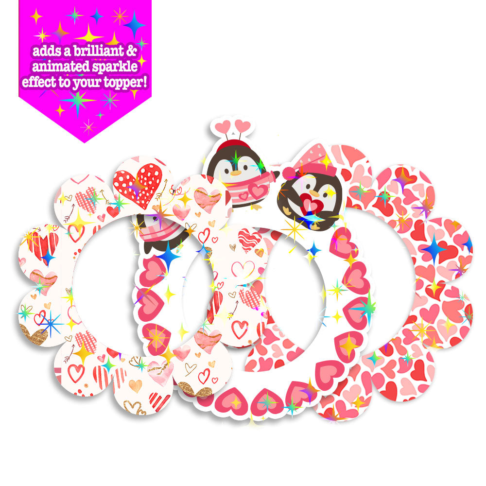 Valentine's Trio Swapper Frame Set: Hearts & Penguins Swapfinity Swapper Frame 3-Pack (Save 5%) - Make it Sparkle - Topperswap