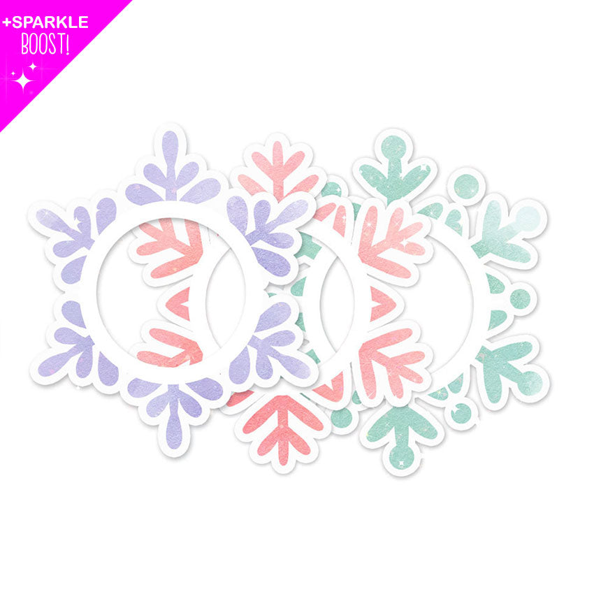 Brilliant Pastel Snowflake Trio with Brilliant Sparkle Boost Swapfinity Swapper Frame 3-Pack (Save 5%) - - Topperswap