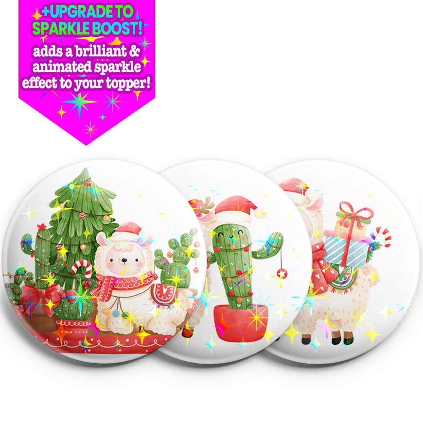 Christmas Llama & Cactus Topper 3-Pack (Save 5%) -  - Topperswap