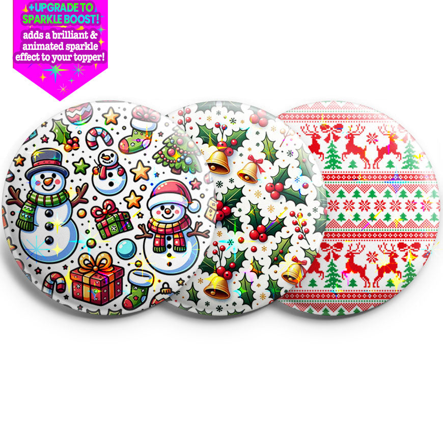 Patterned Festivities Topper 3-Pack (Save 5%) - Make them Sparkle! - Topperswap