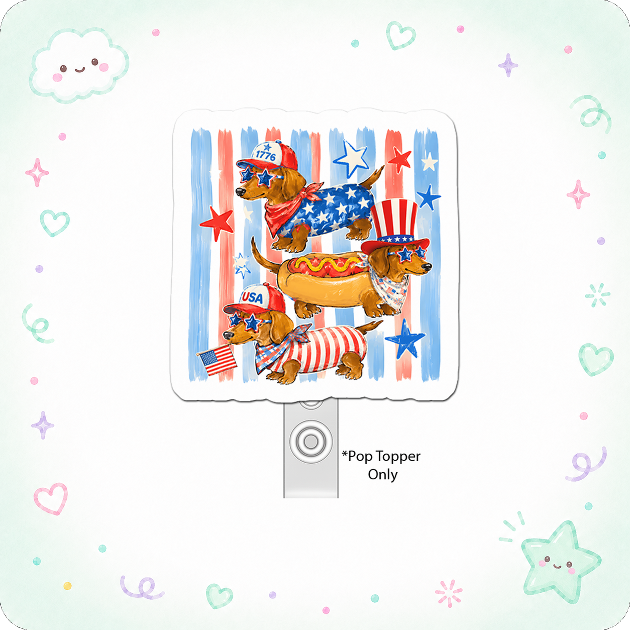 Patriotic Pup Parade Pop Topper - - Topperswap