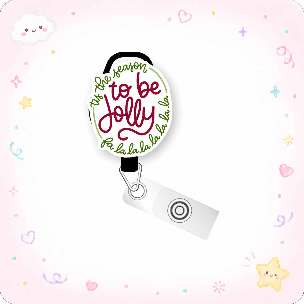 Tis the Season Jolly Pop Topper Swapfinity Retractable ID Badge Reel - - Topperswap