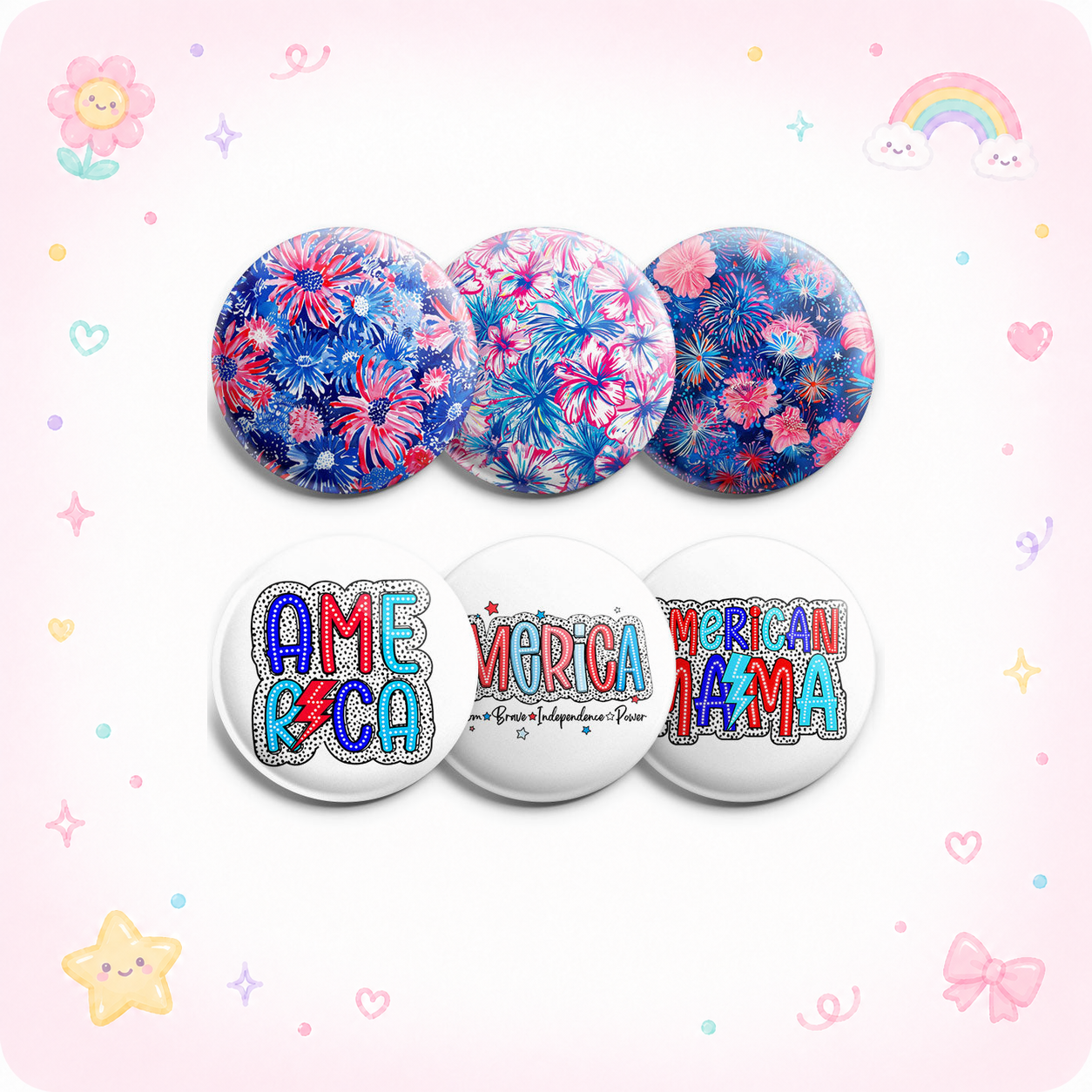 Sparkling Fireworks & Floral Fun Topper 6-Pack (Save 15%) - - Topperswap