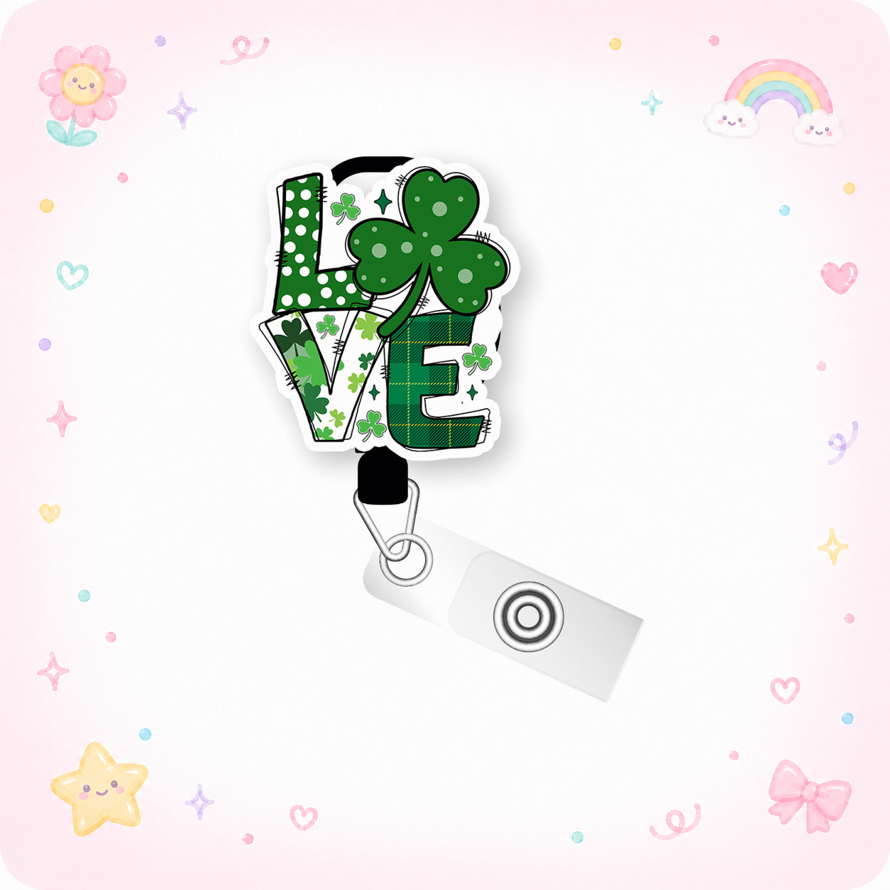 Lucky Love Pop Topper Swapfinity Retractable ID Badge Reel - - Topperswap