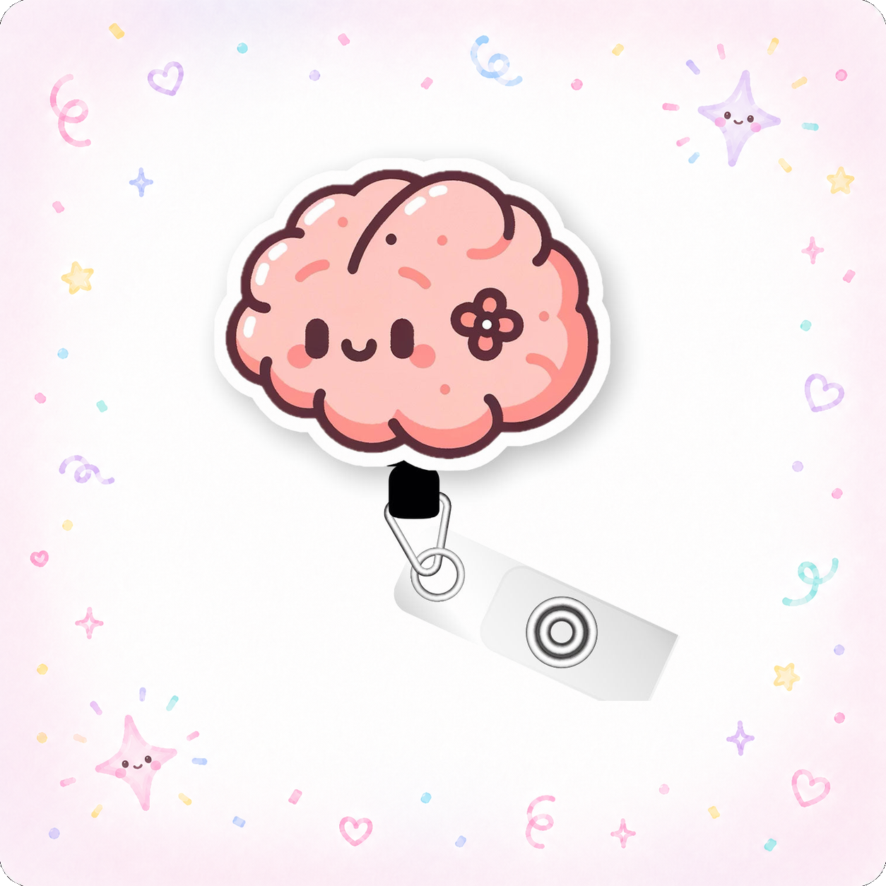 Cute Brain Pop Topper Swapfinity Retractable ID Badge Reel - - Topperswap
