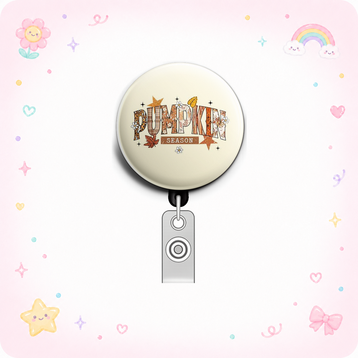 Pumpkin Spice Swapfinity Retractable ID Badge Reel - - Topperswap