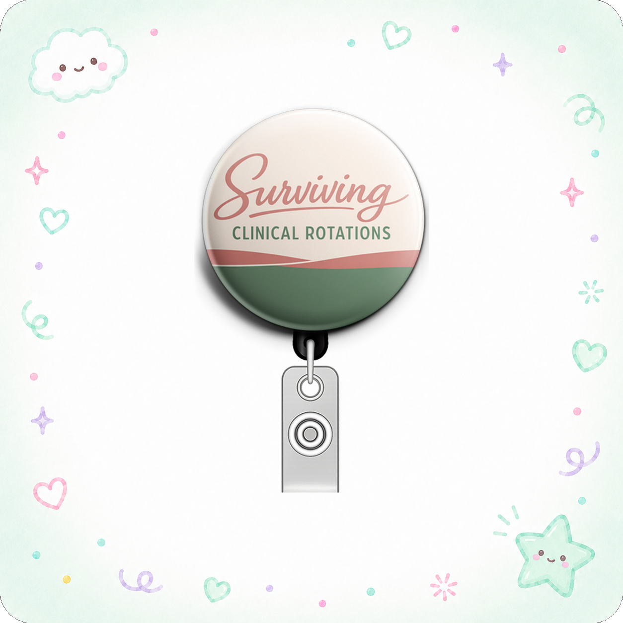 Surviving Clinical Rotations Swapfinity Retractable ID Badge Reel - - Topperswap