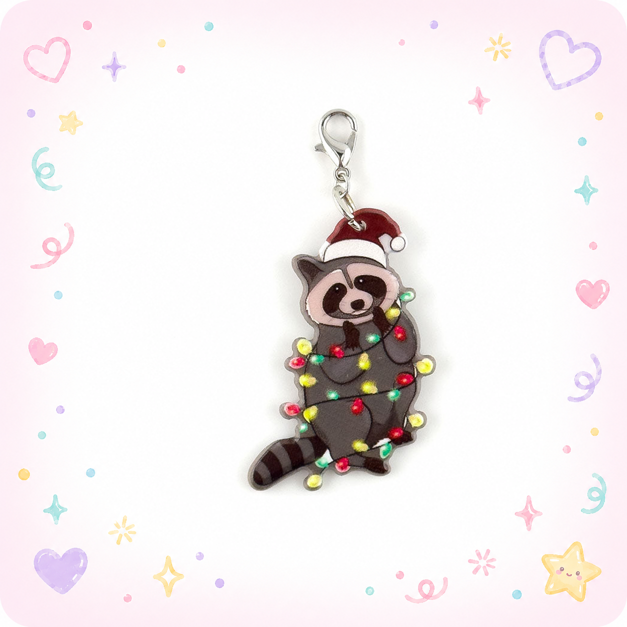 Wrapped Up Raccoon Charm Swapfinity Badge Reel Add-on - - Topperswap