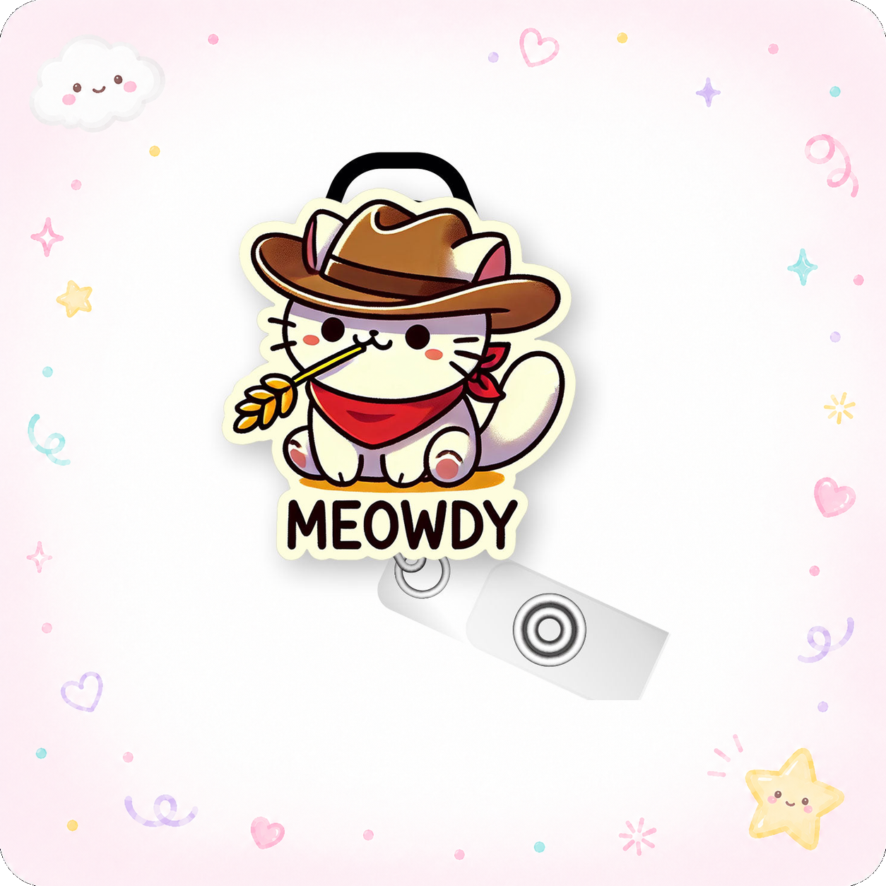 Meowdy Pop Topper Swapfinity Retractable ID Badge Reel - - Topperswap