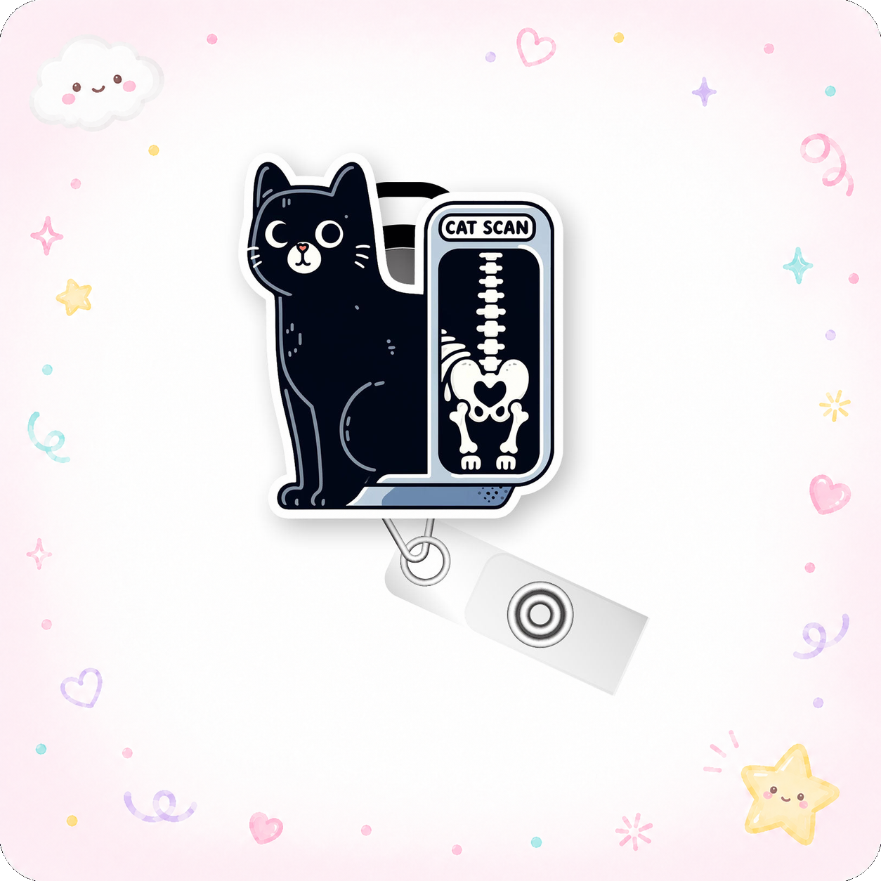 Cat Scan Pop Topper Swapfinity Retractable ID Badge Reel - - Topperswap