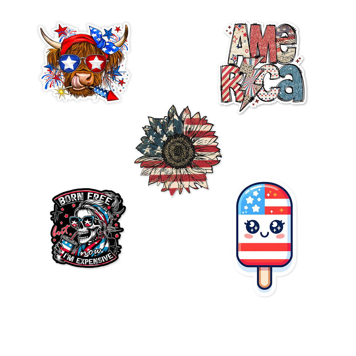 Patriotic Fun Sticker 5-Pack - - Topperswap