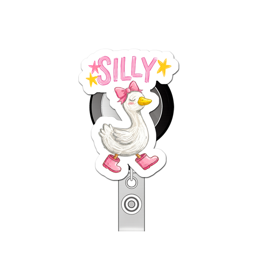Silliness Supreme Goose Pop Topper Swapfinity Retractable ID Badge Reel - - Topperswap