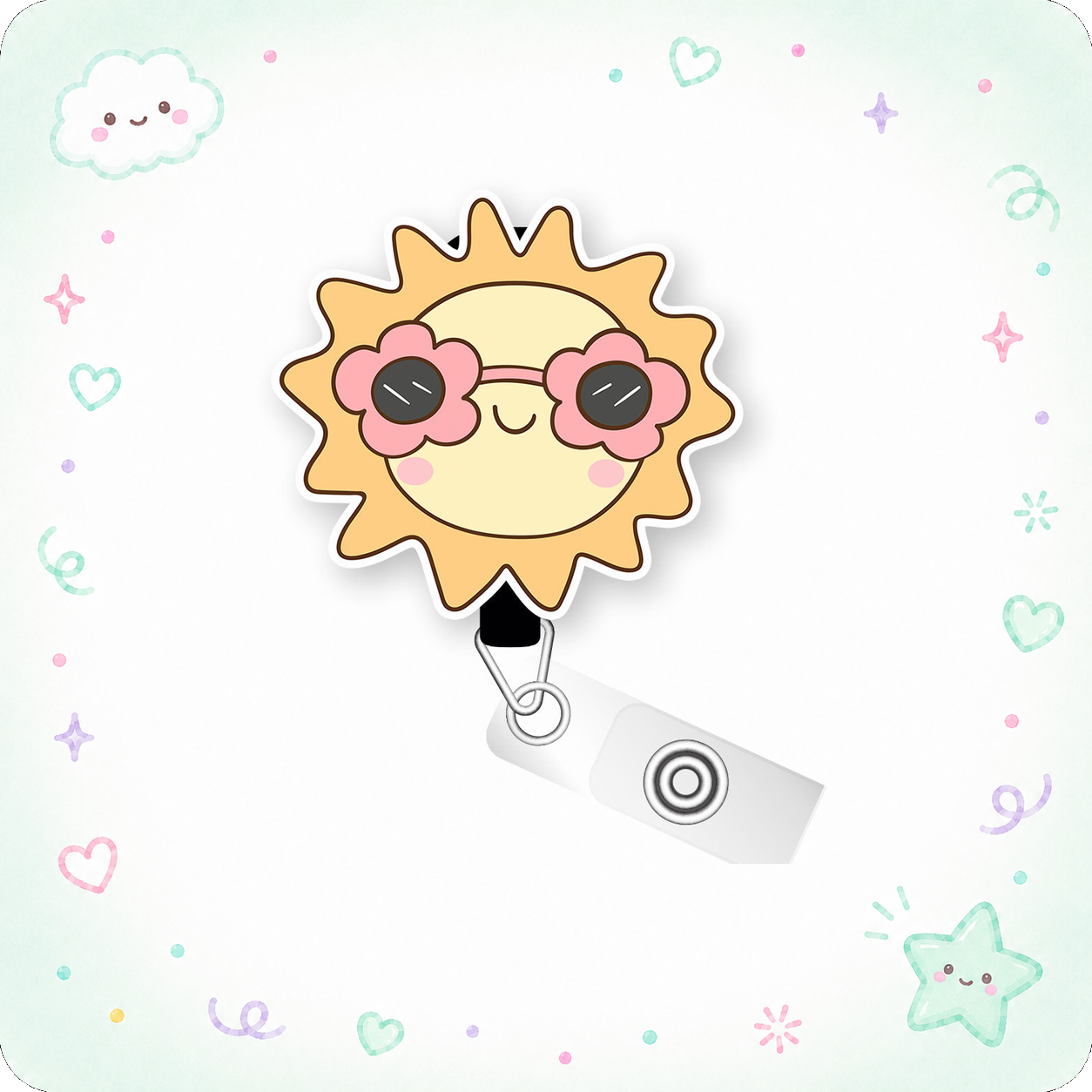 Sunshine Blossom Pop Topper Swapfinity Retractable ID Badge Reel - - Topperswap